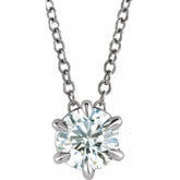 14K White Gold 5/8 CT Lab-Grown Diamond Solitaire 16-18" Necklace
