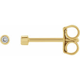 14K Yellow Gold .02 CT Natural Diamond Micro Bezel-Set Stud Earring