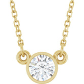 14K Yellow Gold 1/3 CT Natural Diamond Solitaire 18" Necklace