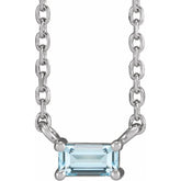 Sterling Silver Natural Sky Blue Topaz Solitaire 18" Necklace