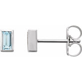 14K White Gold Natural Sky Blue Topaz Bezel-Set Earrings