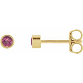 14K Yellow Gold Natural Pink Tourmaline Micro Bezel-Set Earrings
