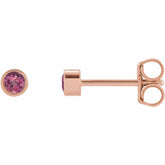 14K Rose Gold Natural Pink Tourmaline Micro Bezel-Set Earrings