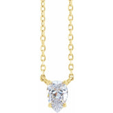 14K Yellow Gold 1/3 CT Natural Diamond Solitaire 16-18" Necklace