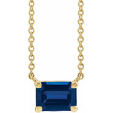 14K Yellow Gold Lab-Grown Blue Sapphire 18" Necklace