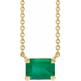 14K Yellow Gold Lab-Grown Emerald 18" Necklace