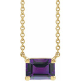 14K Yellow Gold Natural Amethyst 18" Necklace