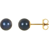 14K Yellow Gold 6 mm Cultured Black Akoya Pearl Earrings