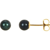 14K Yellow Gold 5 mm Cultured Black Akoya Pearl Earrings