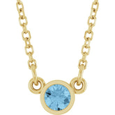 14K Yellow Gold Natural Sky Blue Topaz Solitaire 18" Necklace