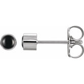 14K White Gold Natural Black Onyx Bezel-Set Earrings