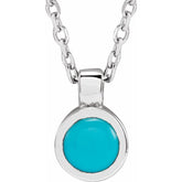 Sterling Silver Natural Turquoise Bezel-Set 16-18" Necklace