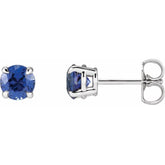 14K White Gold Lab-Grown Blue Sapphire Earrings