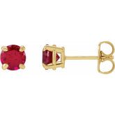 14K Yellow Gold Lab-Grown Ruby Earrings