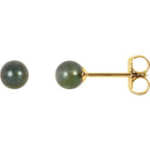 14K Yellow Gold 4 mm Cultured Black Akoya Pearl Earrings