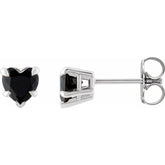 14K White Gold Natural Black Onyx Stud Earrings