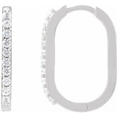 14K White Gold Natural White Sapphire 20 mm Hoop Earrings