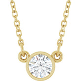 14K Yellow Gold 1/4 CT Natural Diamond Solitaire 18" Necklace