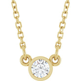 14K Yellow Gold 1/10 CT Lab-Grown Diamond Solitaire 18" Necklace