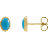 14K Yellow Gold Natural Turquoise Earrings