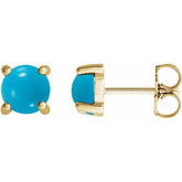 14K Yellow Gold 5 mm Natural Turquoise Earrings