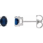14K White Gold Lab-Grown Blue Sapphire Earrings