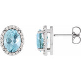 14K White Gold 5x3 mm Natural Aquamarine & .04 CTW Natural Diamond Halo-Style Earrings