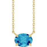 14K Yellow Gold Natural Blue Zircon 18" Necklace