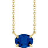 14K Yellow Gold Lab-Grown Blue Sapphire 18" Necklace