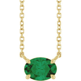14K Yellow Gold Lab-Grown Emerald 18" Necklace