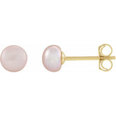 14K Yellow Gold Cultured Pink Freshwater Pearl Earrings