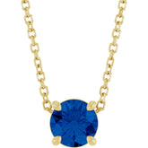 14K Yellow Gold 5.5 mm Natural Blue Sapphire 16-18" Necklace