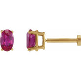 14K Yellow Gold 5x3 mm Lab-Grown Ruby Earring