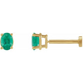 14K Yellow Gold 4x3 mm Natural Emerald Earring