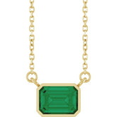 14K Yellow Gold Lab-Grown Emerald 18" Necklace