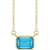 14K Yellow Gold Natural Aquamarine 18" Necklace