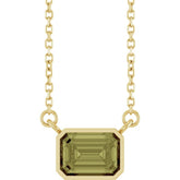 14K Yellow Gold Lab-Grown Green Sapphire 18" Necklace