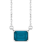 Platinum Natural London Blue Topaz 18" Necklace