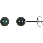 14K White Gold 5 mm Cultured Black Akoya Pearl Earrings