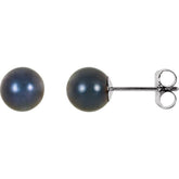 14K White Gold 6 mm Cultured Black Akoya Pearl Earrings