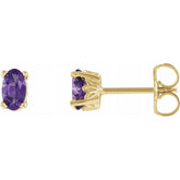 14K Yellow Gold Natural Amethyst Earrings