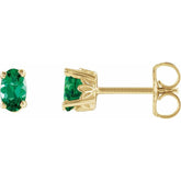 14K Yellow Gold Lab-Grown Emerald Earrings