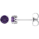 14K White Gold Natural Amethyst Scroll SettingĀ® Stud Earrings
