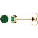 14K Yellow Gold Lab-Grown Emerald Scroll SettingĀ® Stud Earrings
