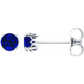 14K White Gold Lab-Grown Blue Sapphire Scroll SettingĀ® Stud Earrings