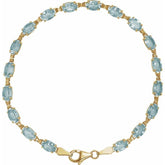 14K Yellow Gold Natural Sky Blue Topaz 7 1/4" Bracelet