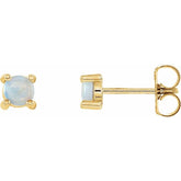 14K Yellow Gold 4 mm Natural White Opal Earrings