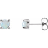 14K White Gold 5 mm Natural White Opal Earrings