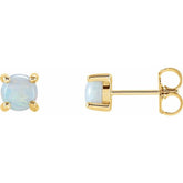 14K Yellow Gold 5 mm Natural White Opal Earrings