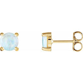 14K Yellow Gold 6 mm Natural White Opal Earrings